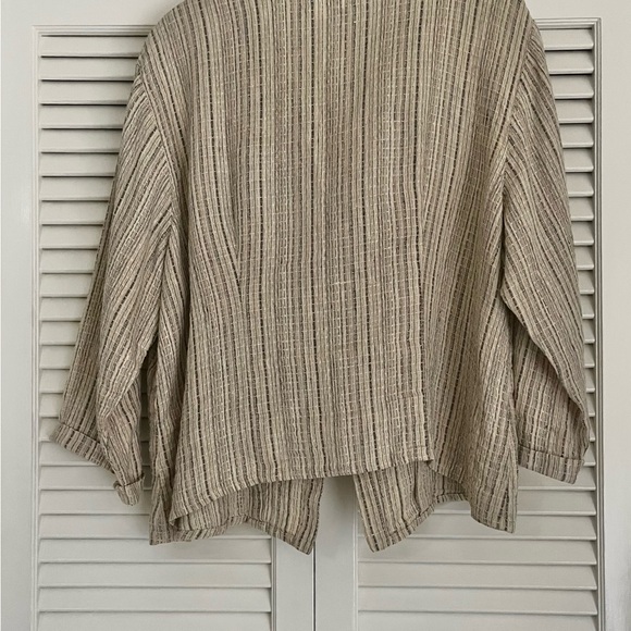 Flax Women's Button Down Shirt - Beige Striped - Picture 5 of 5